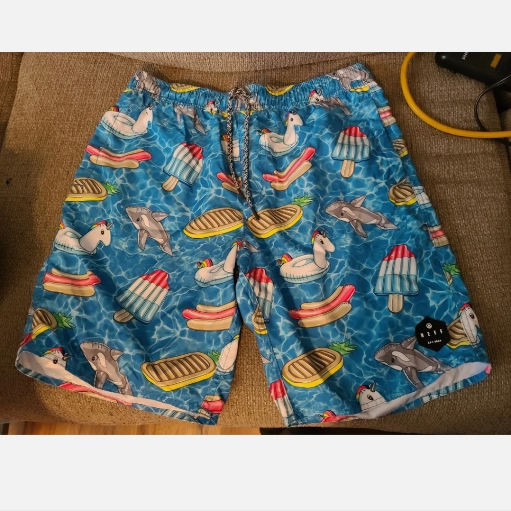 Neff Blue Water Swim Suit Medium Trunks Daily Hot Tub Inflatables Bathing